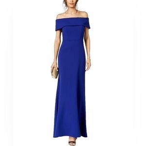 Betsy & Adam Off-the-Shoulder Scuba Mermaid Gown  Dress - Women's